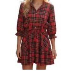 Simply Southern Red and Black Plaid Mini Dress